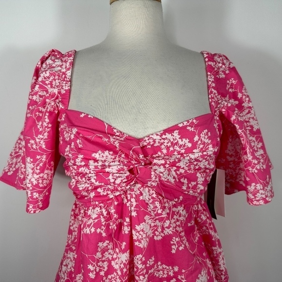 NWT Peter Som for Anthropologie Pink White Floral Midi Dress Women's size Small - Picture 4 of 14